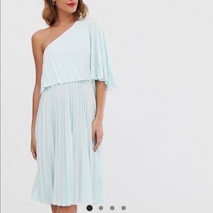 Asos One-Shoulder Pleated Midi Dress
